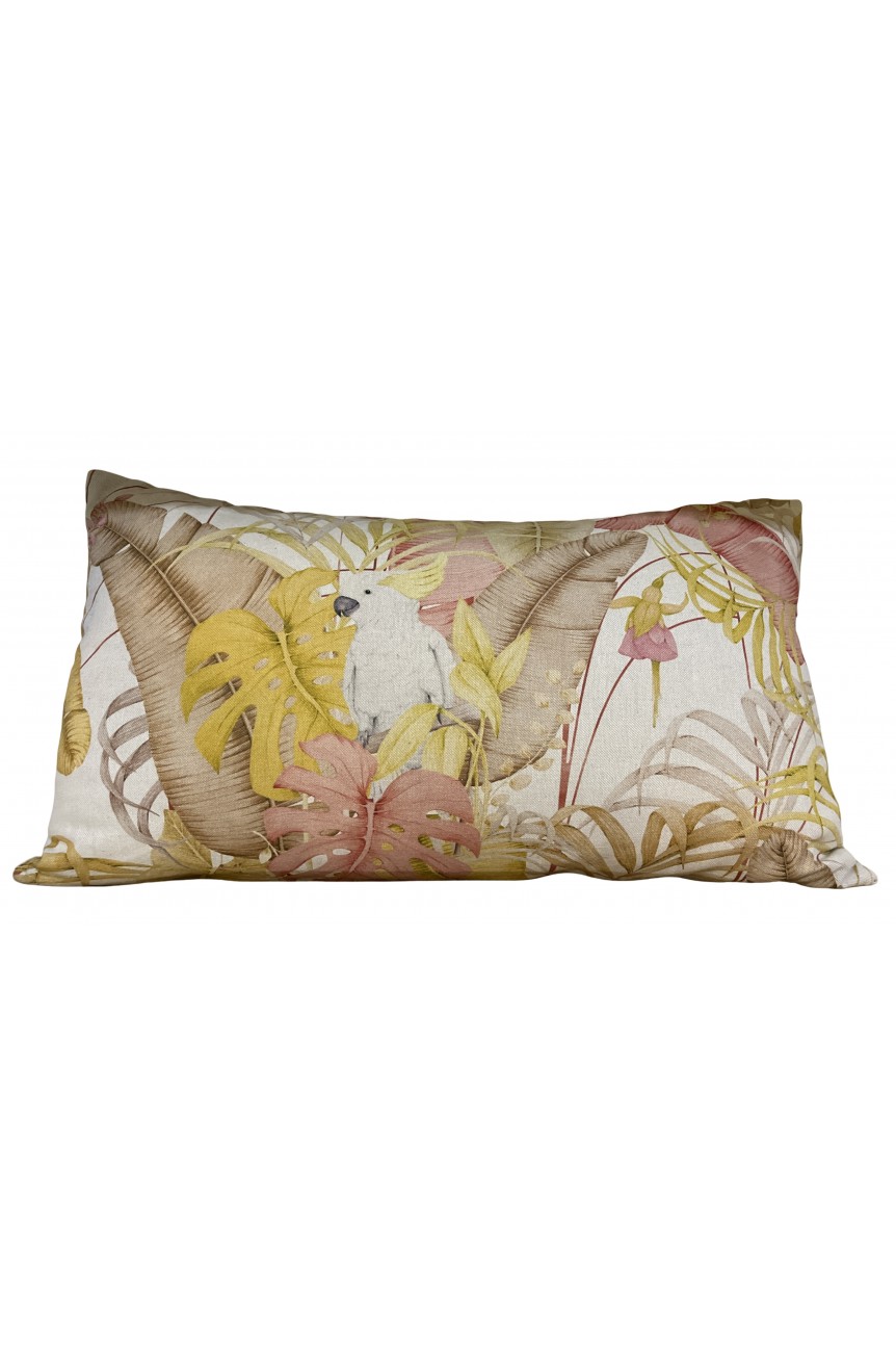 Housse de coussin déhoussable perroquet exotique