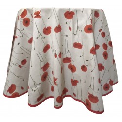 Nappe ronde Panama coton / lin coquelicots