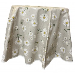 Nappe ronde Panama coton / lin champêtre enduit