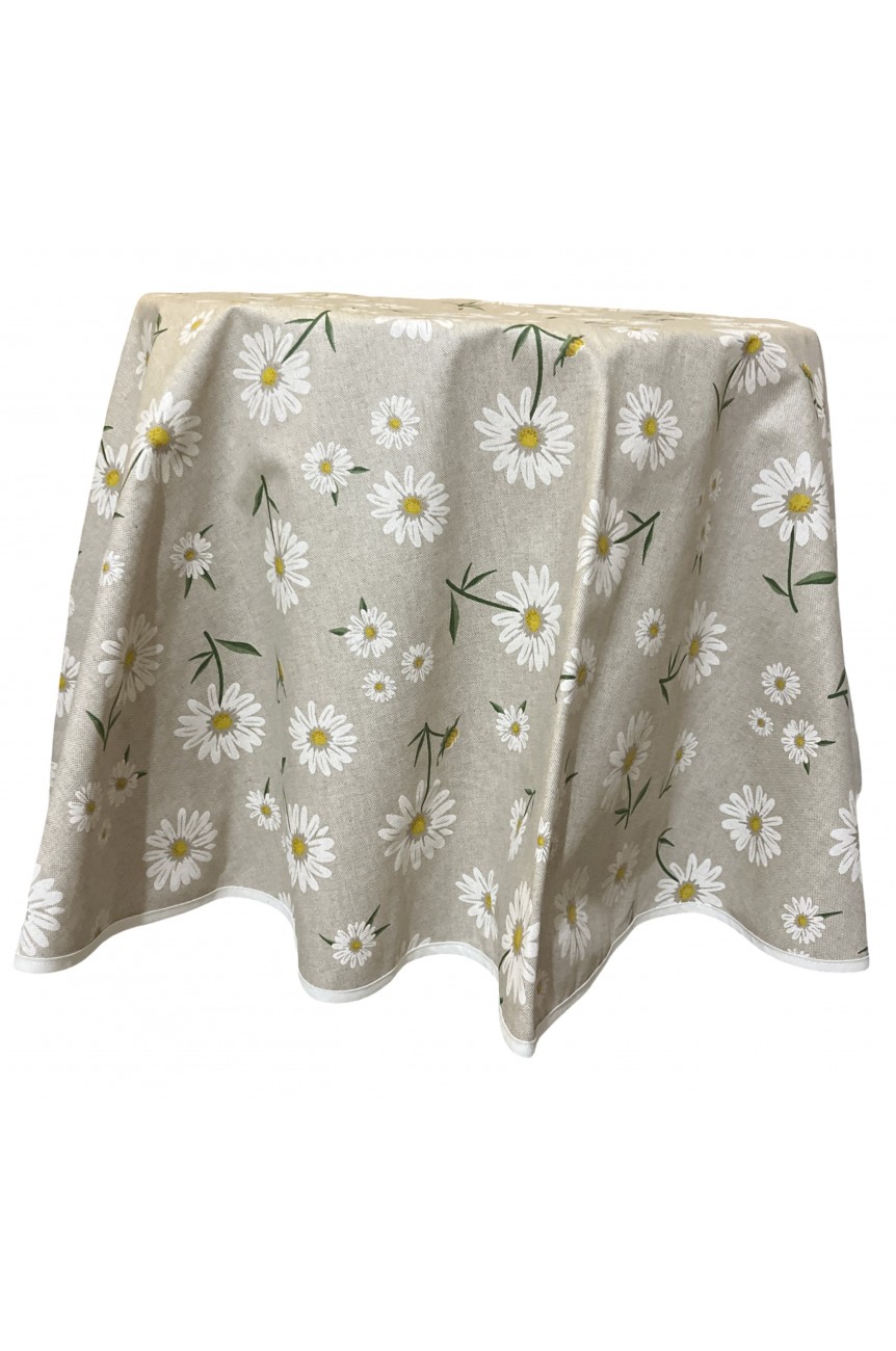 Nappe ronde Panama coton / lin champêtre enduit
