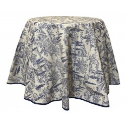 Nappe ronde Panama coton / lin village de Provence