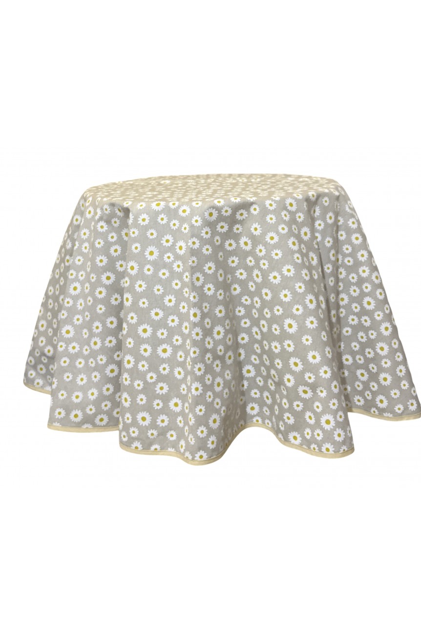 Nappe ronde Panama coton / lin mini champêtre