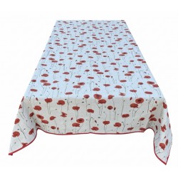 Nappe rectangulaire Panama "Eclat de coquelicots" coton / lin
