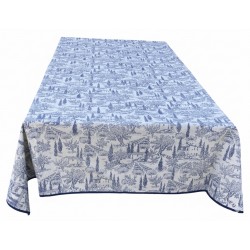 Nappe rectangulaire Panama coton / lin village de Provence