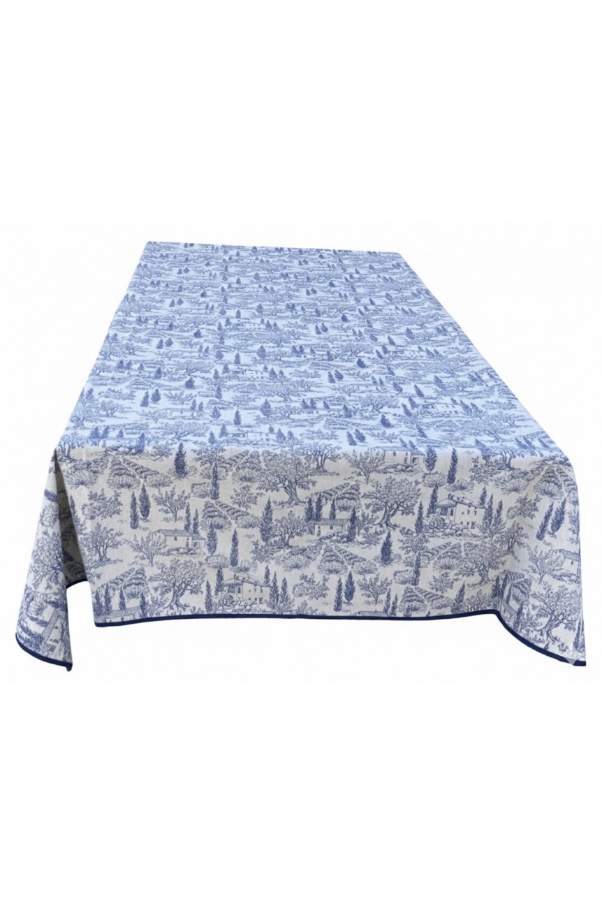 Nappe rectangulaire Panama coton / lin village de Provence