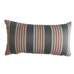 housse de coussins à rayures grise/rouge