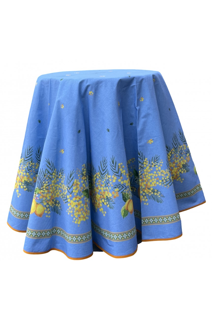 Nappe ronde citron et mimosa - Douceur de Provence