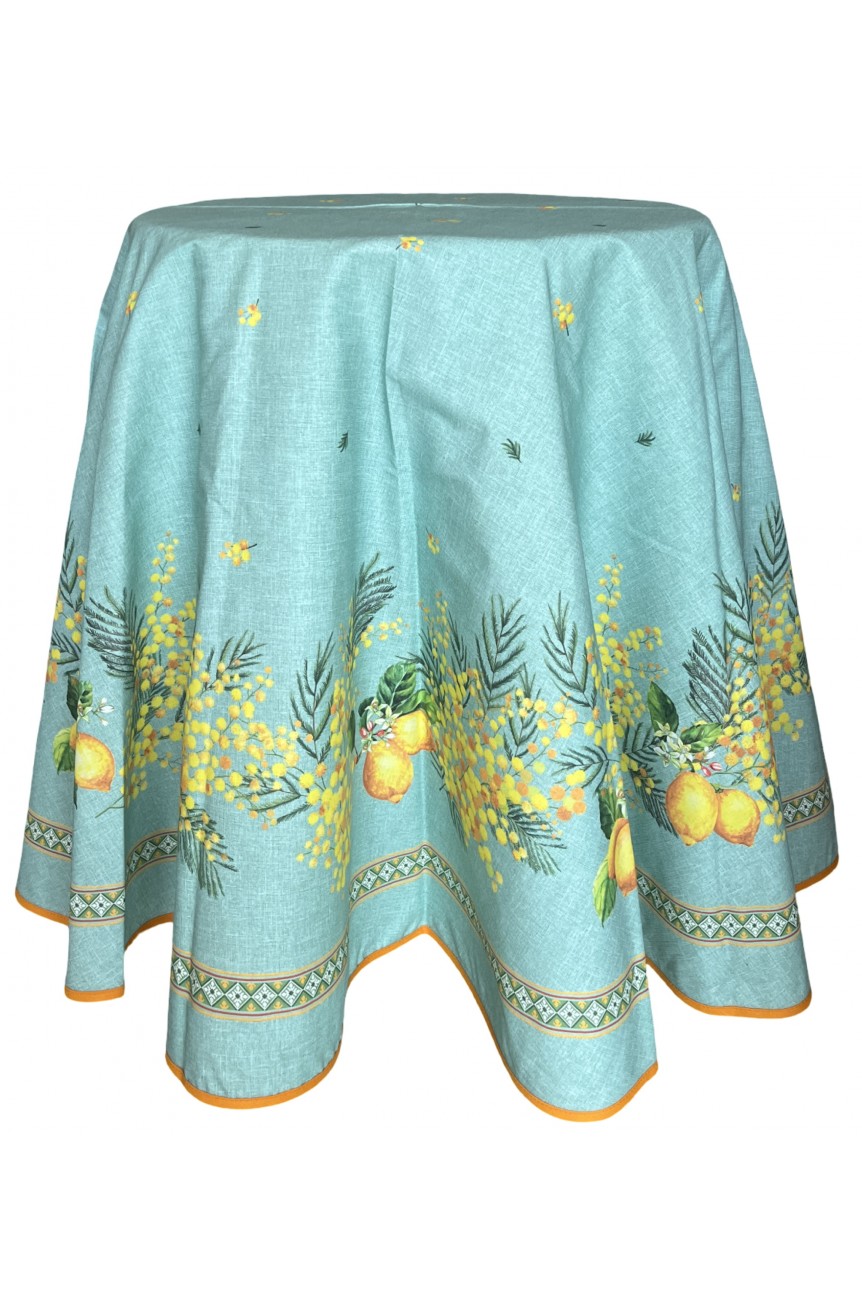 Nappe ronde citron et mimosa verte- Douceur de Provence