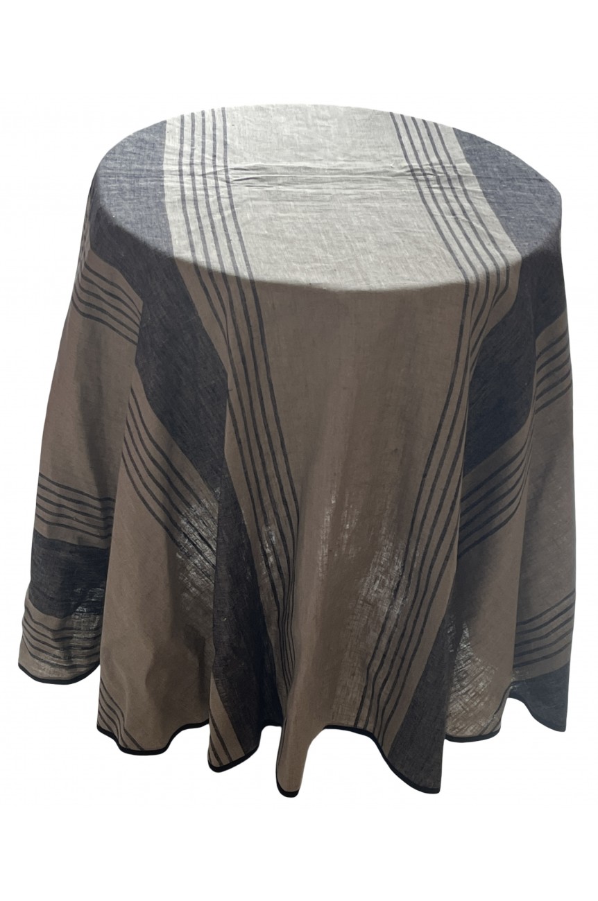 Nappe ronde Bayadère 100% lin 170cm