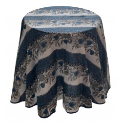 Nappe ronde Fleurie "Bleu de Provence" 100% Coton