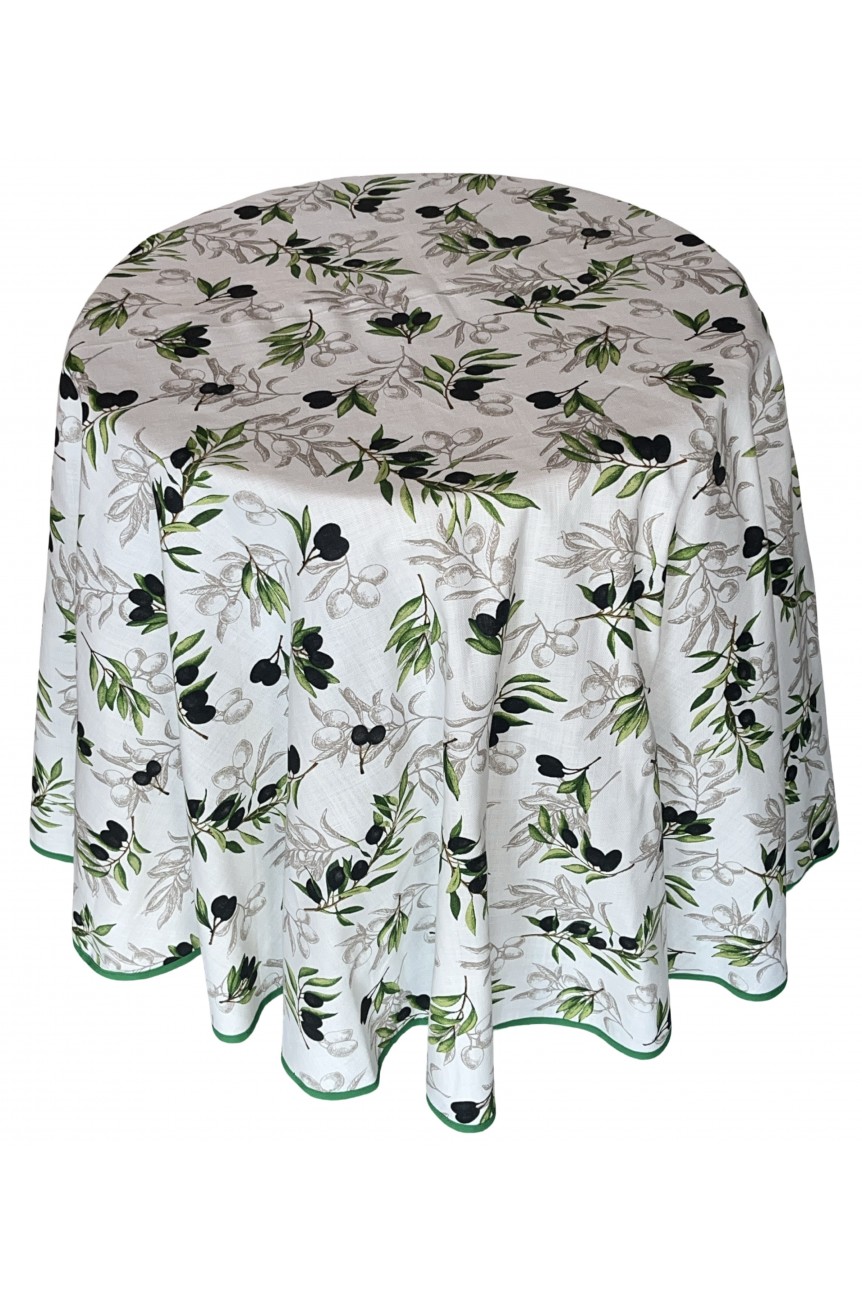 Nappe ronde 100% Coton- Douceur d'Olive