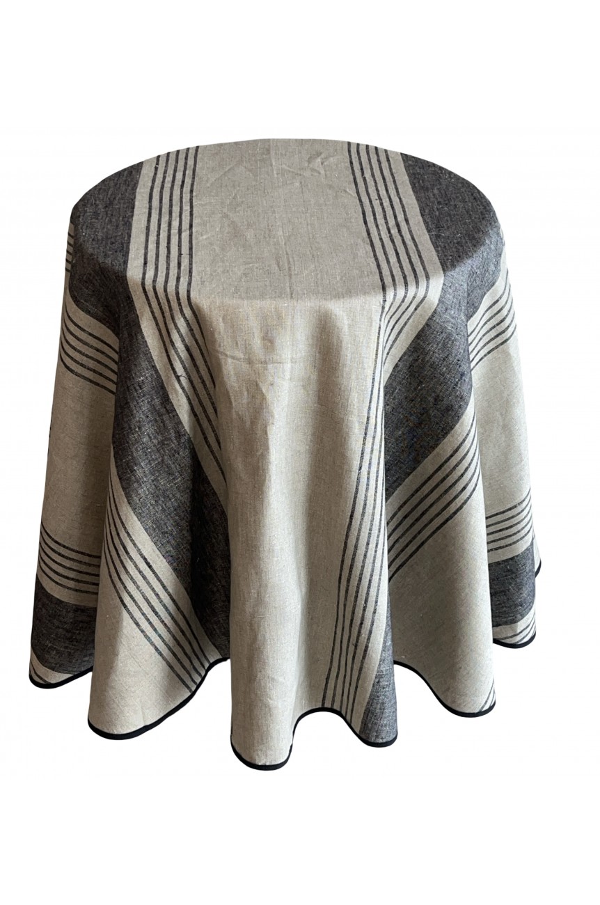 Nappe ronde Bayadère 100% lin 170cm
