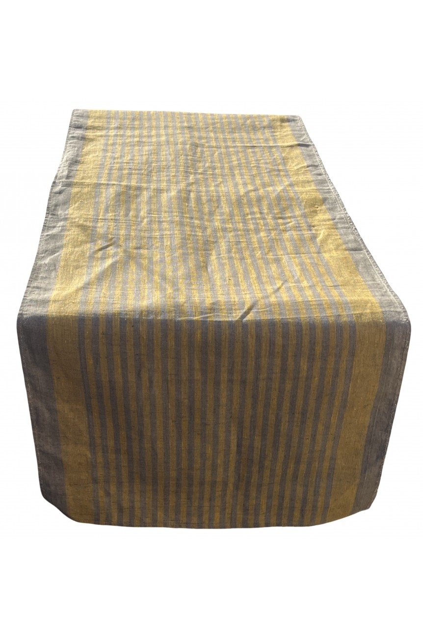Chemin de table 100% Lin jaune / Naturel