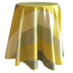 Nappe ronde Jacquard enduit jaune