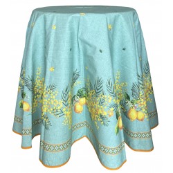 Nappe ronde enduit citron et mimosa verte- Douceur de Provence