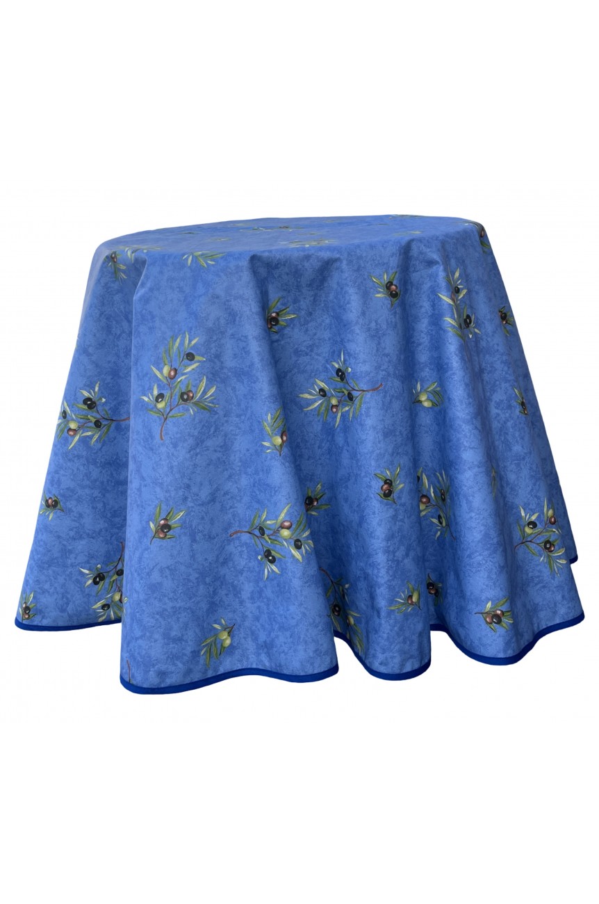 Nappe ronde enduite "olive" Classique - 100 % coton