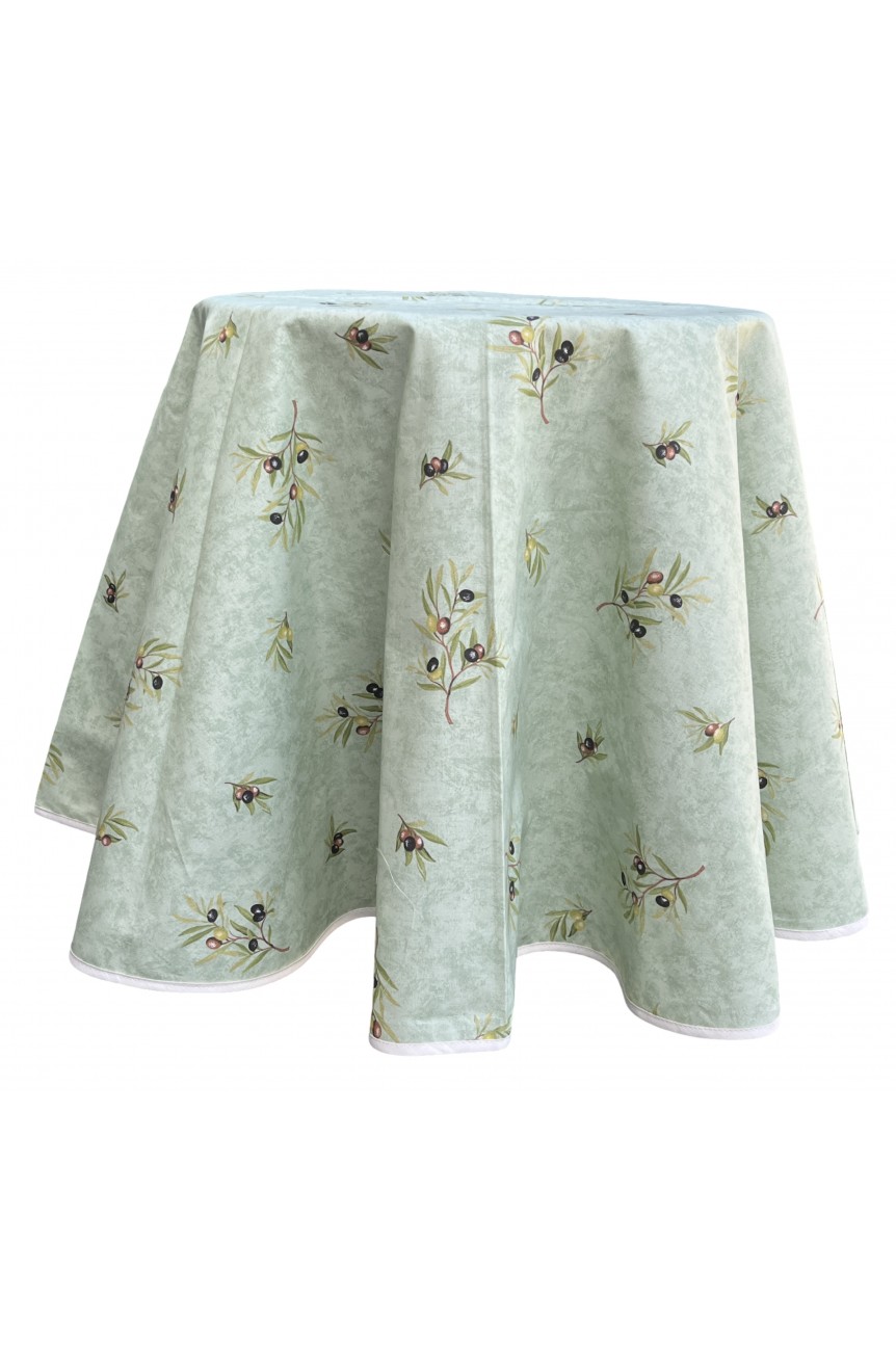 Nappe ronde "olives" Classique - 100 % coton