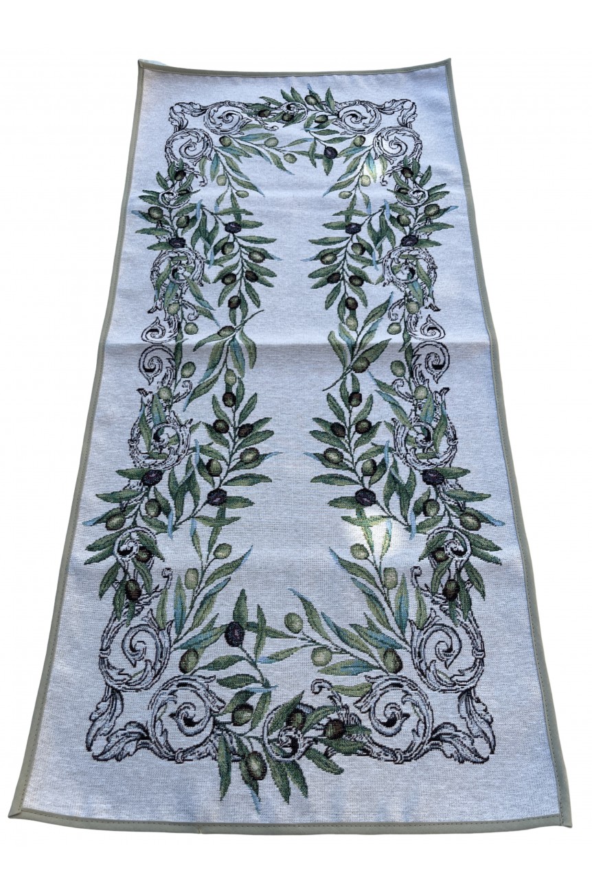 Chemin de table  Jacquard Olives